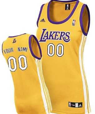 Women's Customized Los Angeles Lakers Yellow Jersey